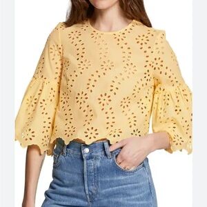 & Other Stories Yellow Eyelet top